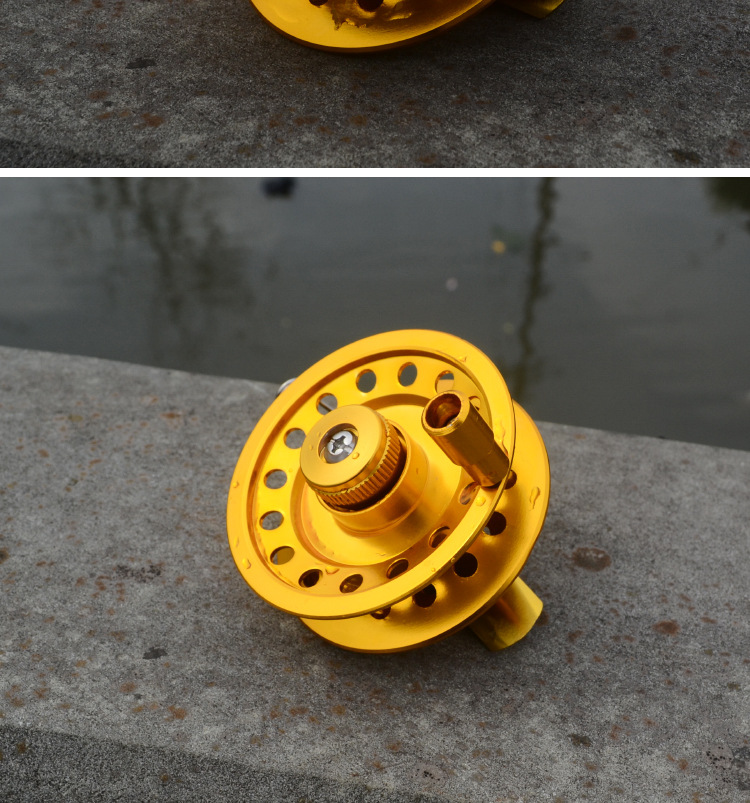 全金属前打轮带泄力冰钓轮鱼线轮横向手竿改中通竿轮车盘轮渔线轮