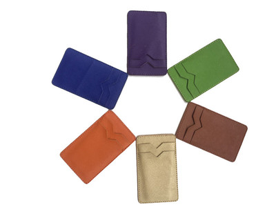 现货一件代发 皮革双层v型平口手机贴 pu收纳卡袋 3m双层卡套背贴