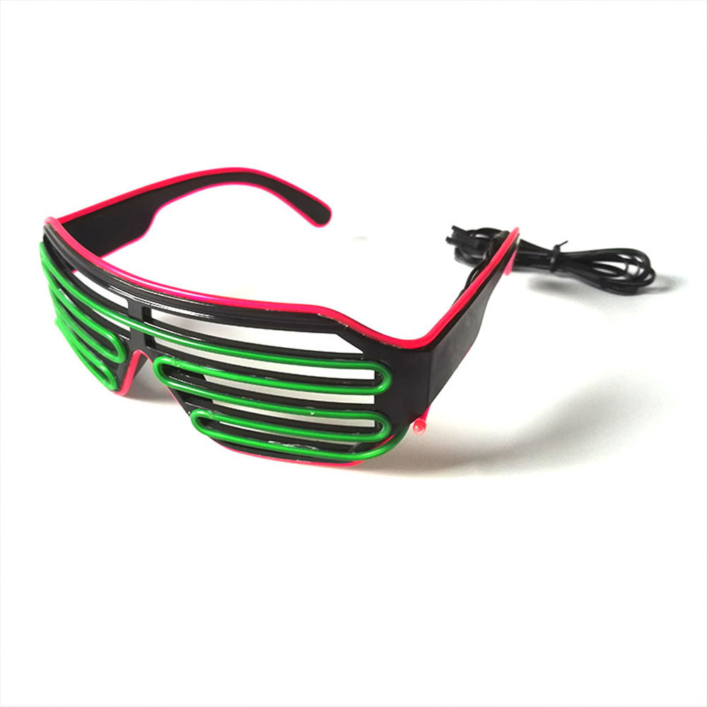 新款el发光线眼镜 炫酷荧光未来感舞会派对双色百叶窗冷光眼镜