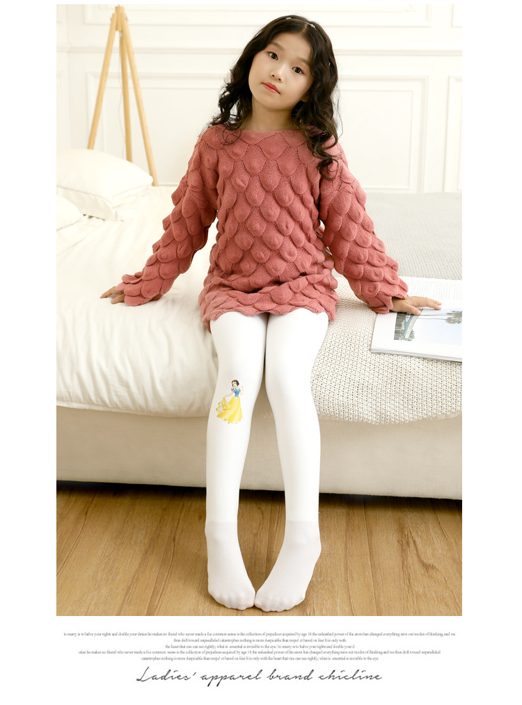 女童连裤袜秋冬新款加绒加厚保暖儿童打底裤纯棉公主白色舞蹈袜子