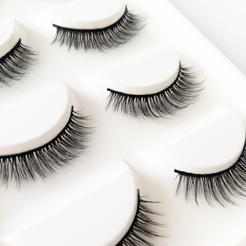 3dt33假睫毛自然纤长卷翘款化纤放大眼睛眼睫毛五对装厂家批发_平度市