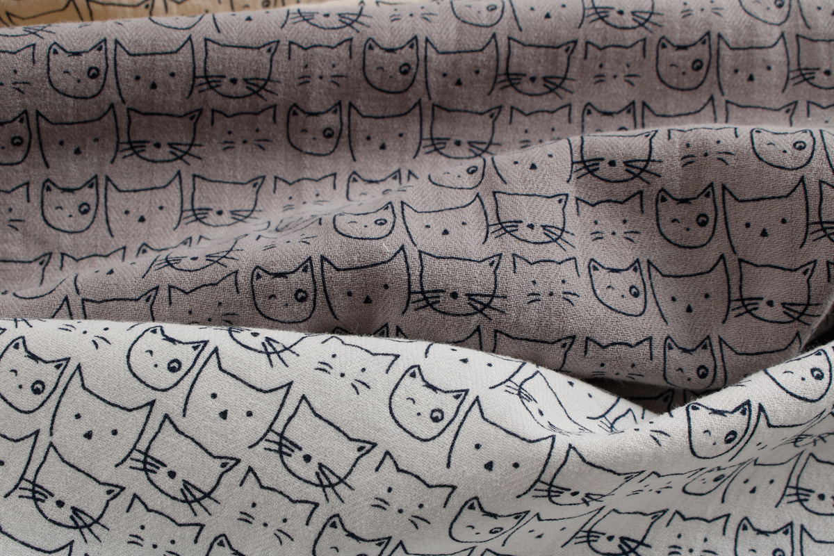 2019新品 小猫咪印花布 全棉洗水布料 a类婴童童装睡衣连衣裙面料