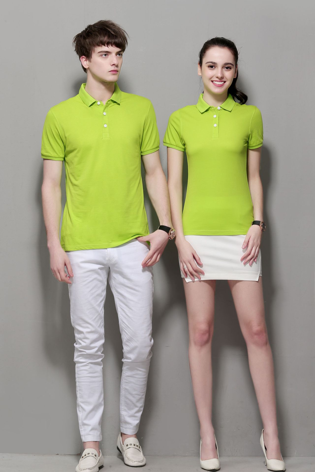 定制180克32支纯棉珠地网眼小领子企业工作服翻领短袖polo衫印字