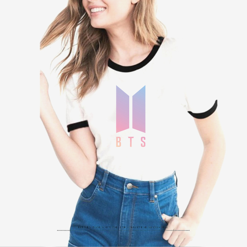 速卖通 wish 亚马逊 外贸女t恤bts印花字母女装 爆款 2018新款
