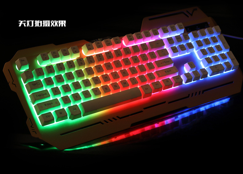 力美tx40有线usb台式机笔记本电脑通用游戏金属网吧发光键盘