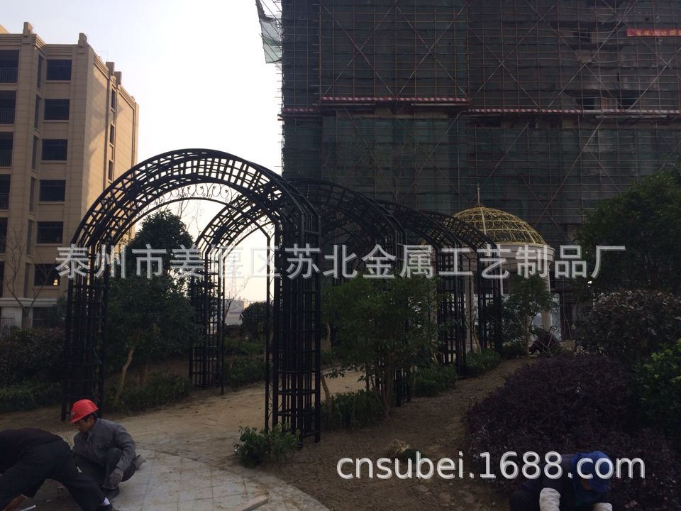 欧式景观造型铁艺廊架拱门穹顶 钢结构氟碳凉亭公园连体拱形花架