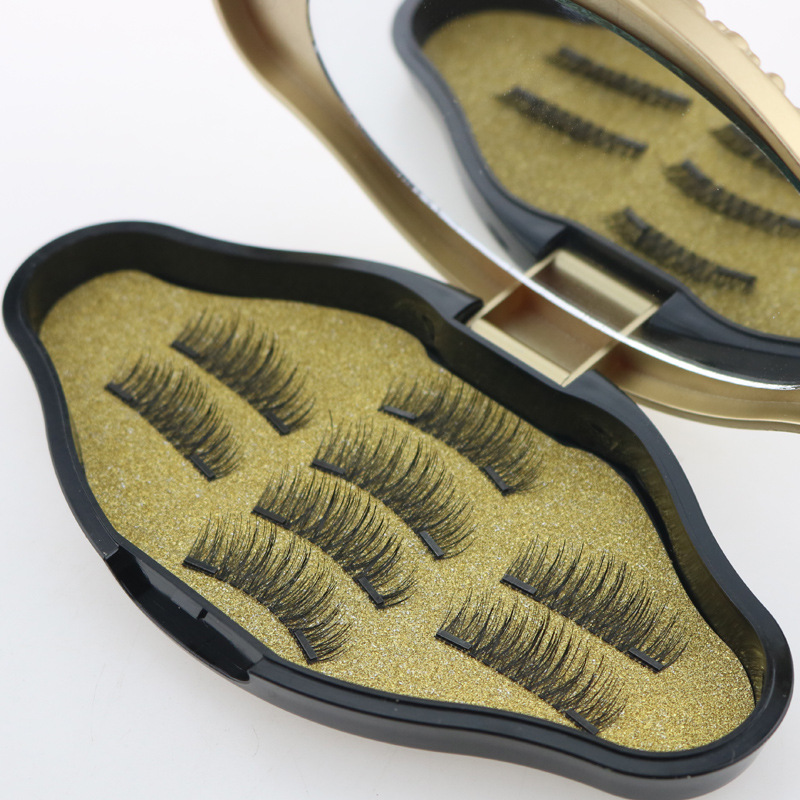 全眼双磁长款磁铁假睫毛磁性吸力吸铁石眼睫毛复古盒免胶假睫毛