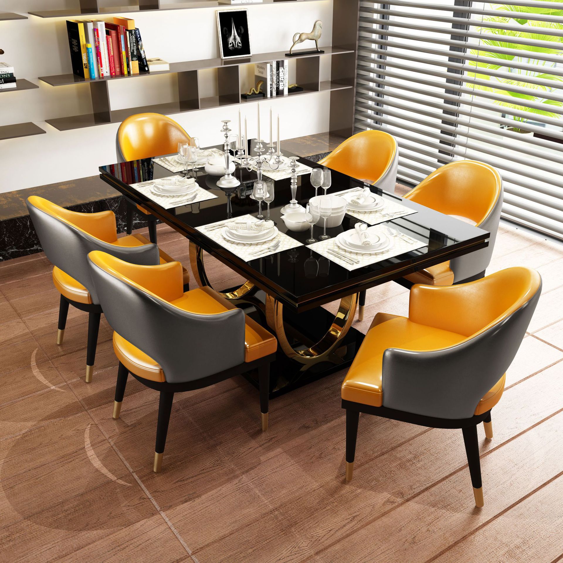 后现代餐桌椅组合美式简约轻奢餐椅小户型家用休闲软包椅工厂定制