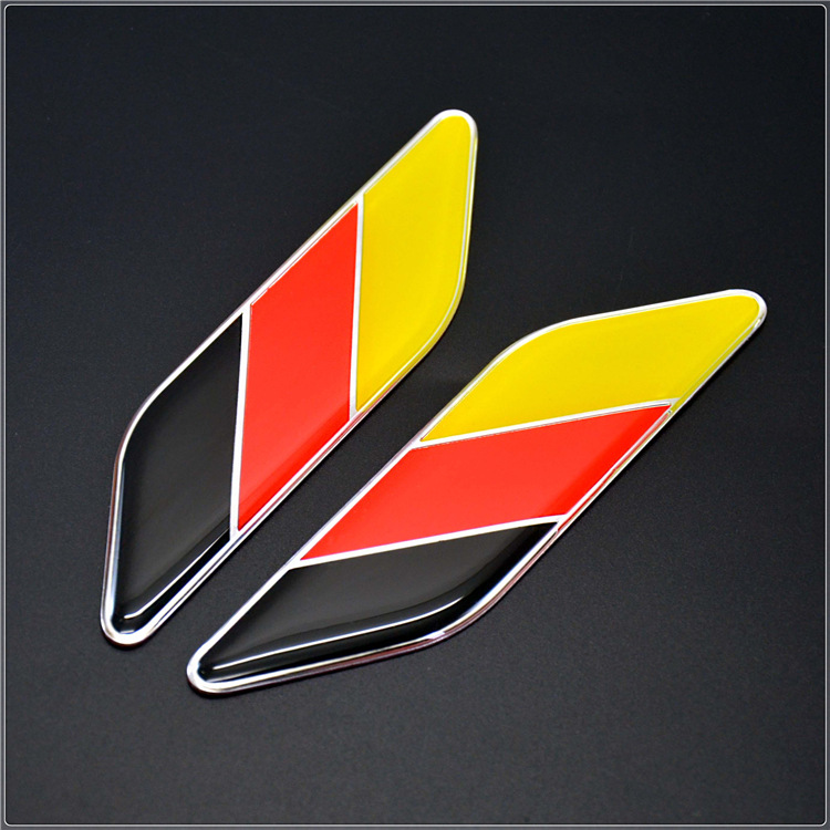 中国英国美国意大利德国国旗车贴金属车标汽车划痕贴叶子板标徽标