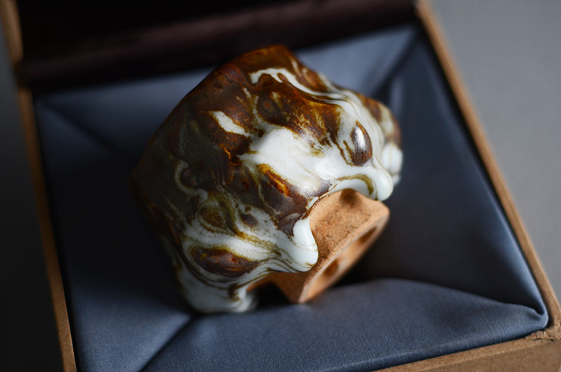 日式手工志野杯纯手工志野烧品茗杯古朴禅意茶杯主人杯孤品粗陶盏