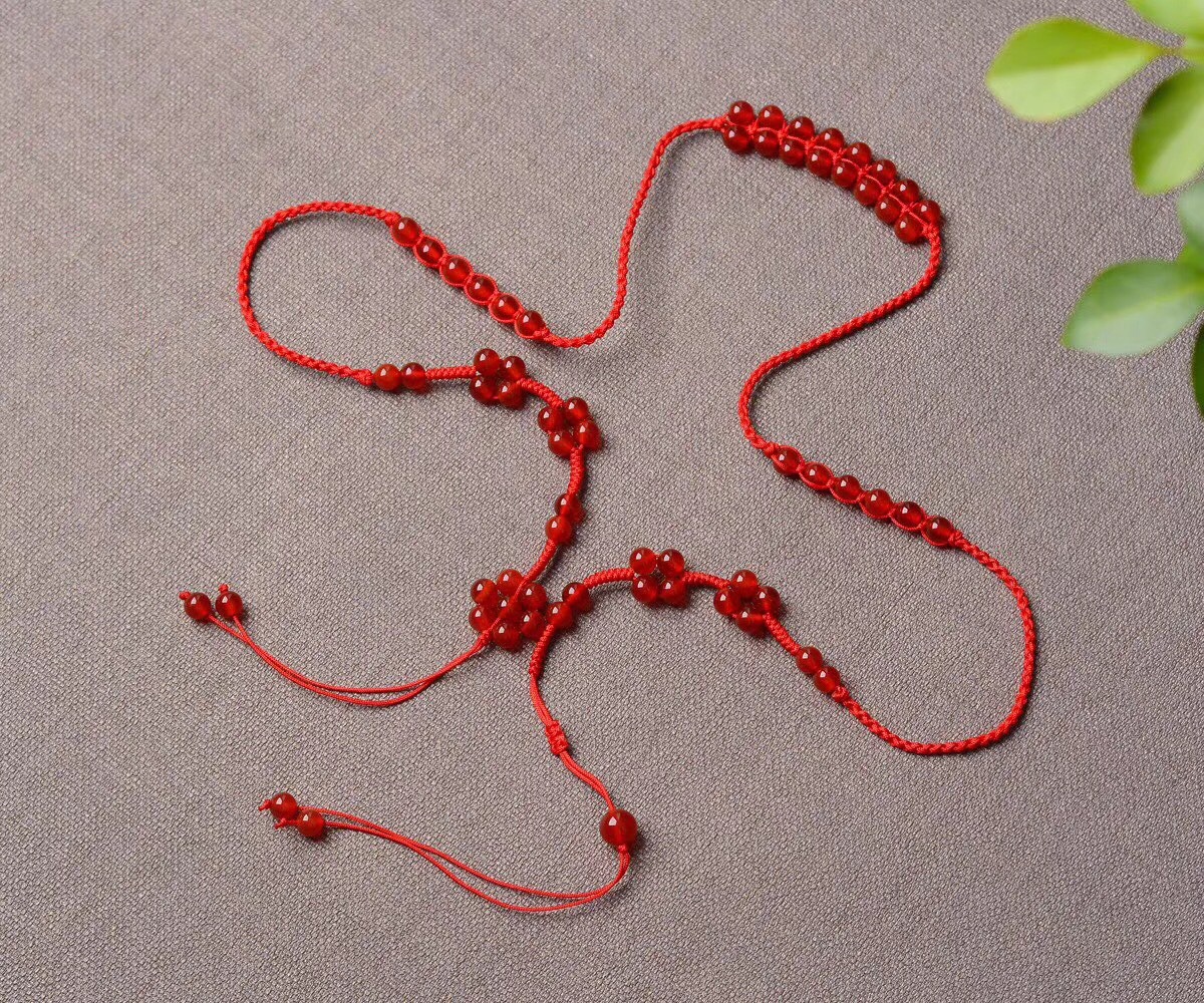 天然红玛瑙编织本命年红绳腰链女款本命年红绳腰配腰饰品批发