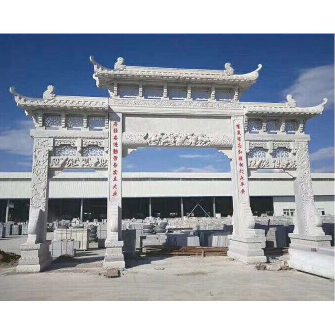 石雕牌坊大理石门楼 三门五楼 五门七楼人工浮雕工艺