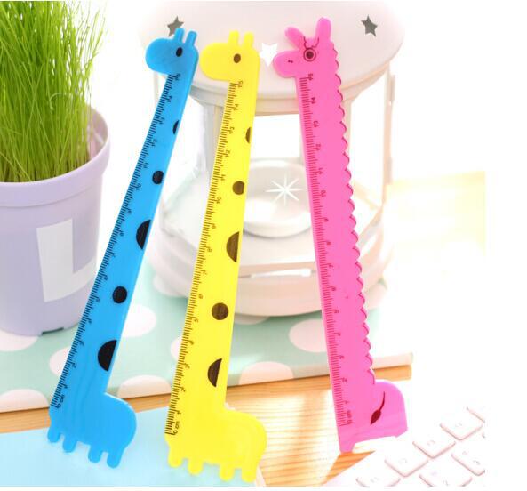 Children Student Cartoon Animal Giraffe Plastic Ruler 15cm Student Ruler Ruler Random One