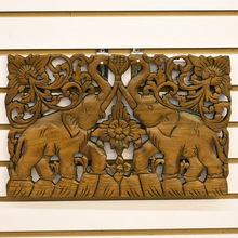 泰国工艺品摆件木雕大象雕花板玄关壁挂客厅电视背景墙装饰品