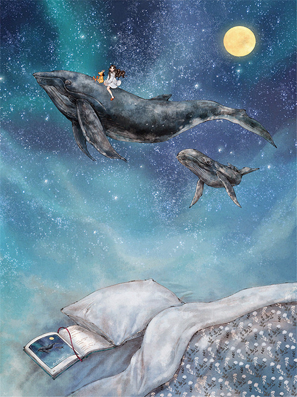 钻石画满钻会飞的鲸鱼 外贸货源新款5d diy魔方钻装饰画厂家直销