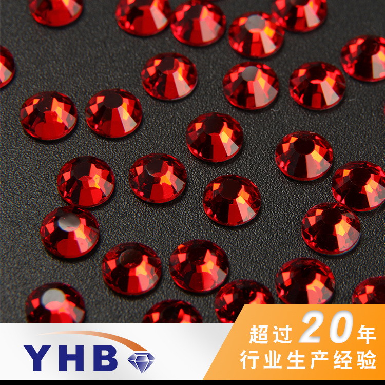 Factory Wholesale Textile Accessories Jeans Hot Drilling Light Red Glass Colorful Crystals SS4-40 Flat Glass a Crystal