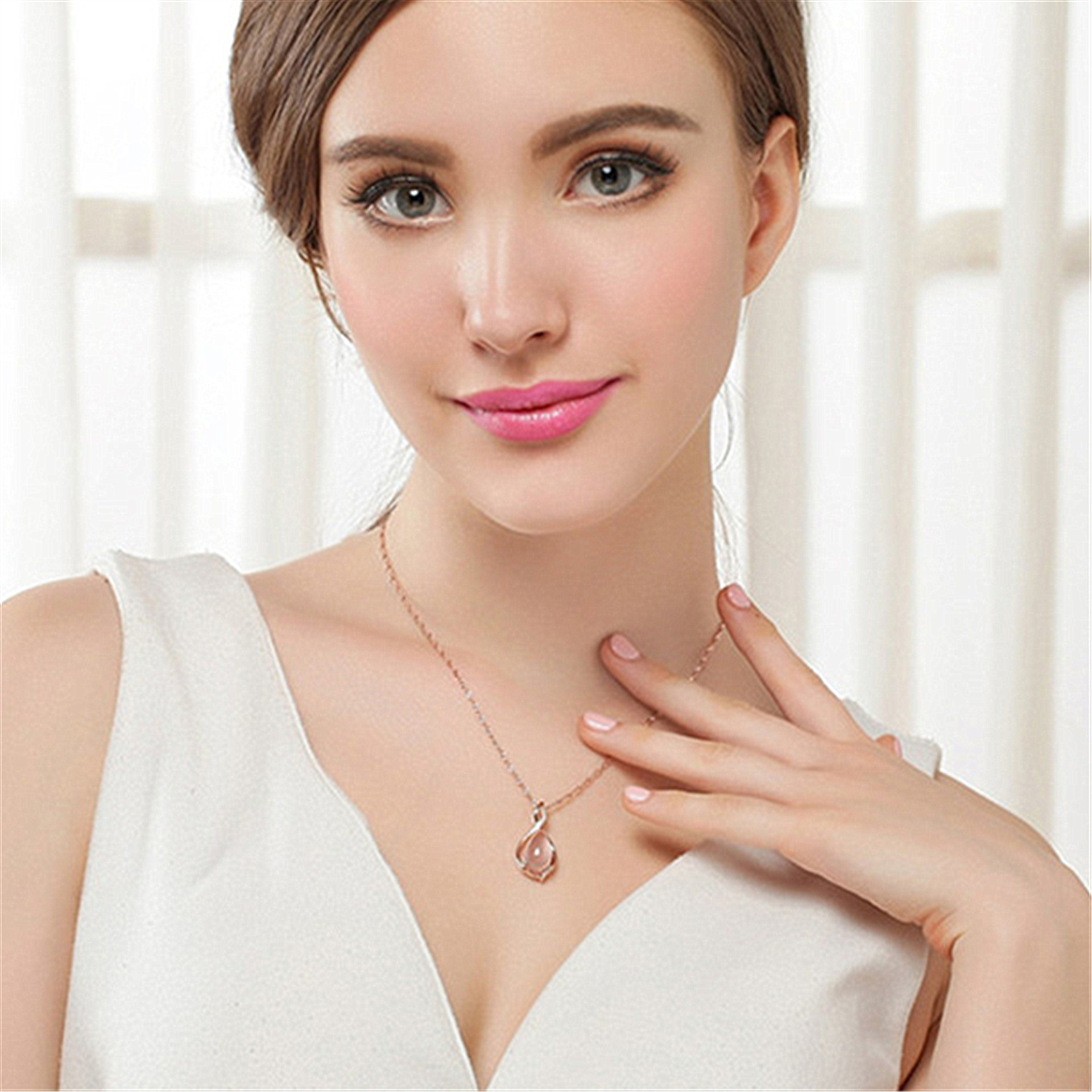 韩版创意芙蓉石时尚项链配饰女精美气质925水滴吊坠创意项链批发