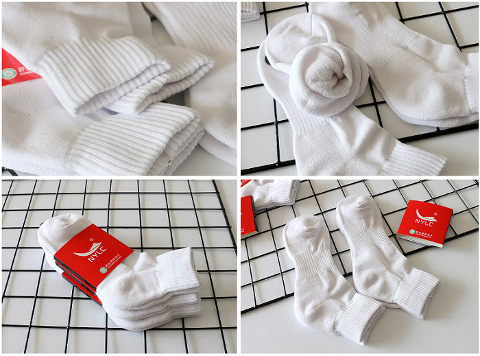 nylc毛巾底加厚中筒运动袜子纯棉男袜纯色袜吸汗防臭冬季保暖