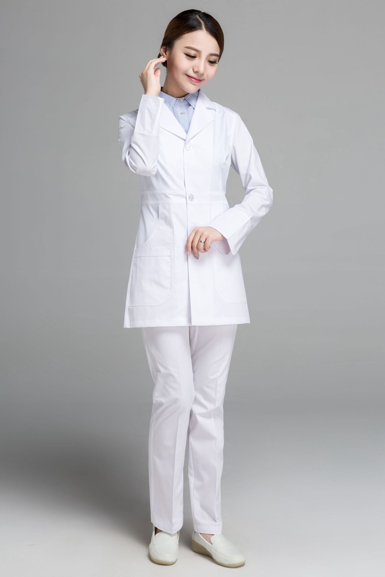 医生护士服白大褂医护卫校美容药店医院实验工作服长袖服装定做女