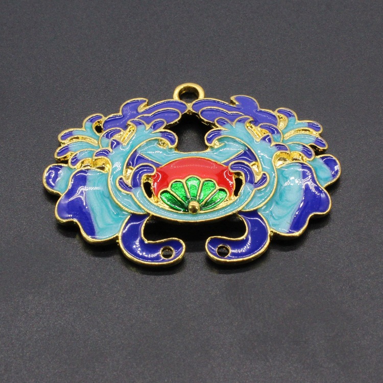 合金滴油烧蓝 仿景泰蓝46mm*37mm新娘古装配件 饰品挂坠122