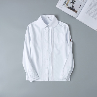 jk制服 圆领/丸襟 前风琴褶 森林小鹿刺绣 长袖衬衫 学生衬衫