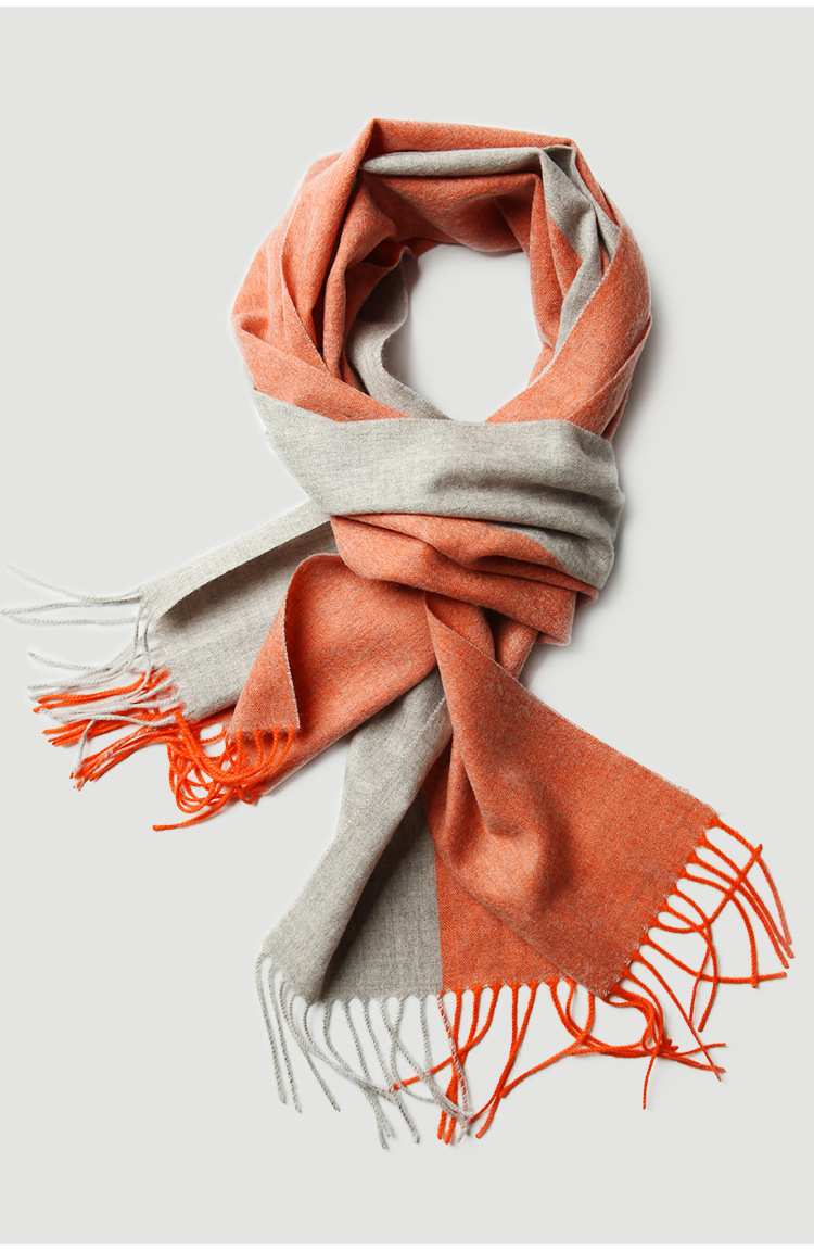 内蒙古斜纹纯山羊绒围巾 流苏羊毛披肩保暖