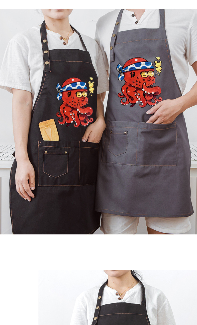 创意卡通可爱中餐厅火锅围裙男女服务员厨房咖啡厅奶茶兜烹饪餐饮