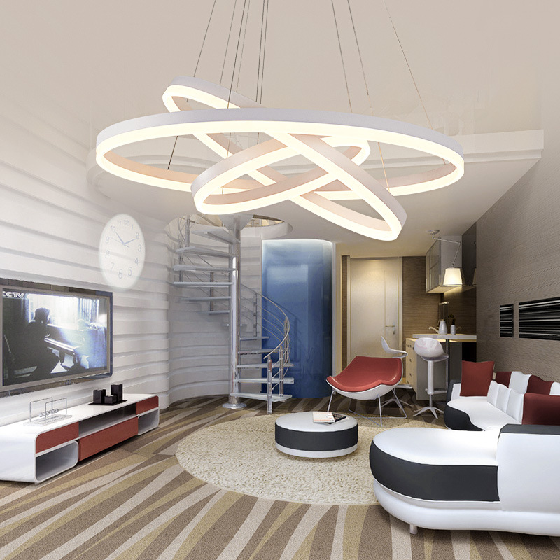 客厅吊灯 现代简约创意个性led环形客厅灯大气圆形餐厅灯北欧灯具