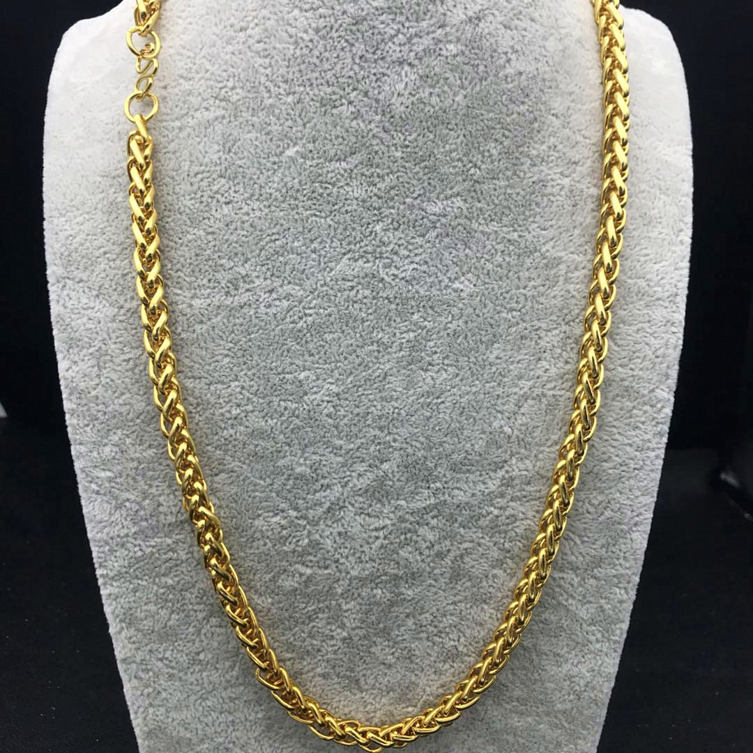 跑江湖微商热卖镀金男款麻花仿黄金项链土豪金首饰18k沙金链