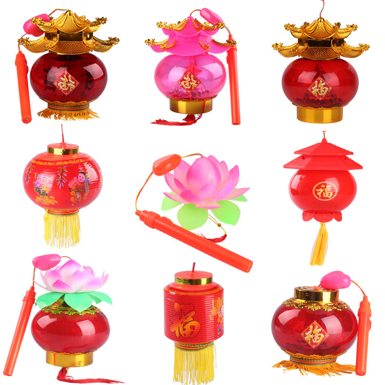 虎年中秋节闪光六角灯笼批发儿童音乐卡通手提灯笼发光玩具小灯笼