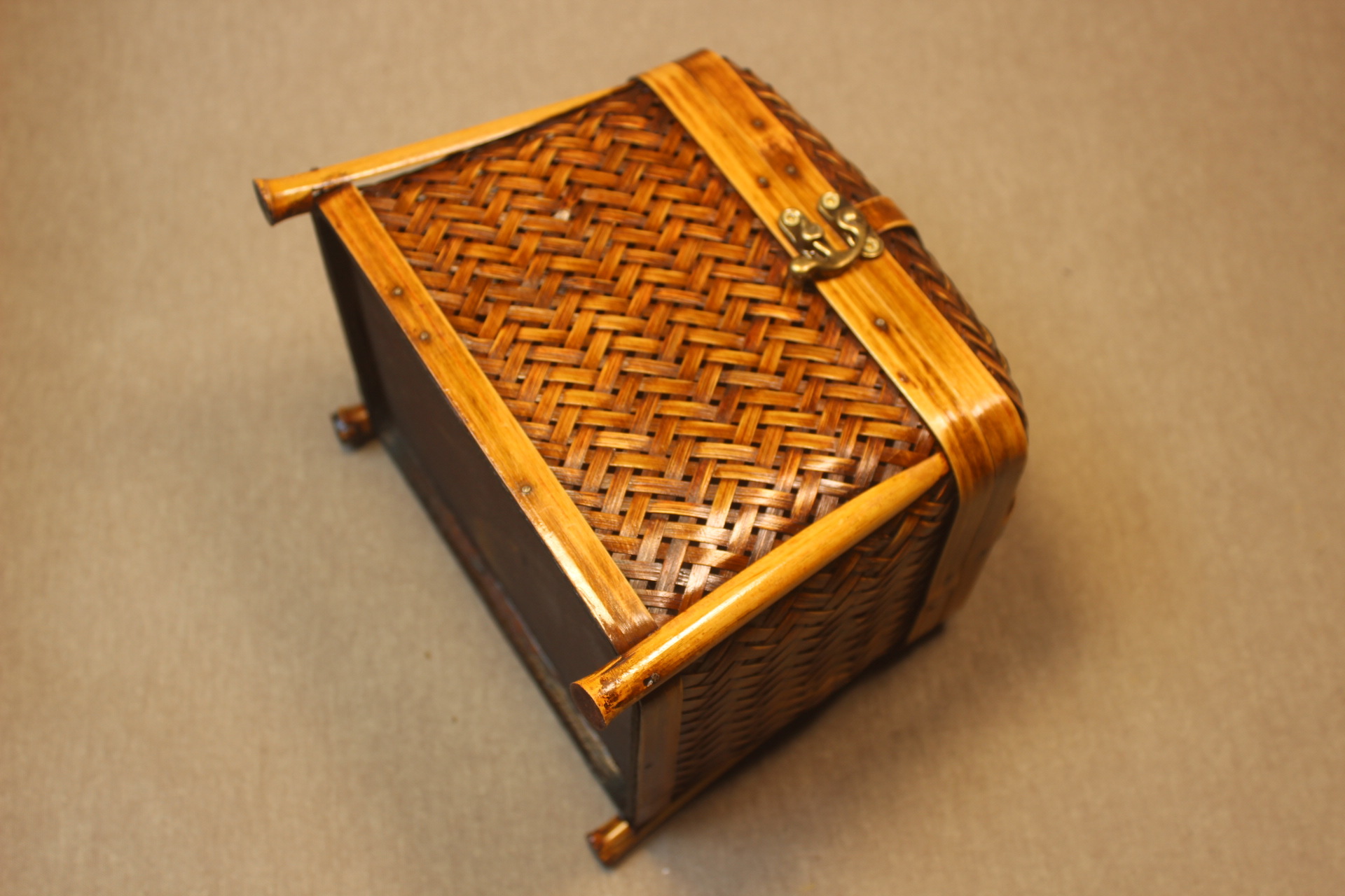 手工竹编普洱收纳盒 日式禅意茶桌筐编织竹手提篮竹制工艺品