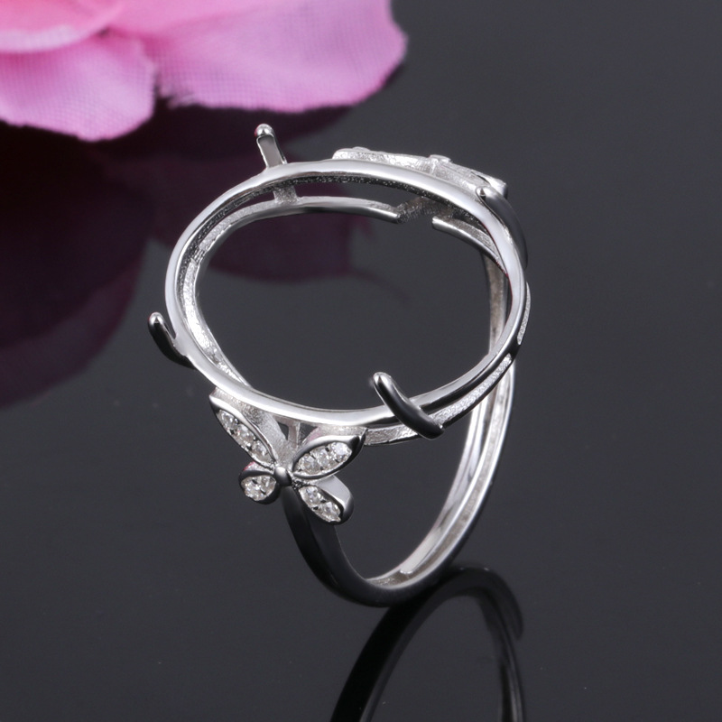 厂家批发13*17椭圆形戒托 925银戒指空托纯银精美女式银戒空托