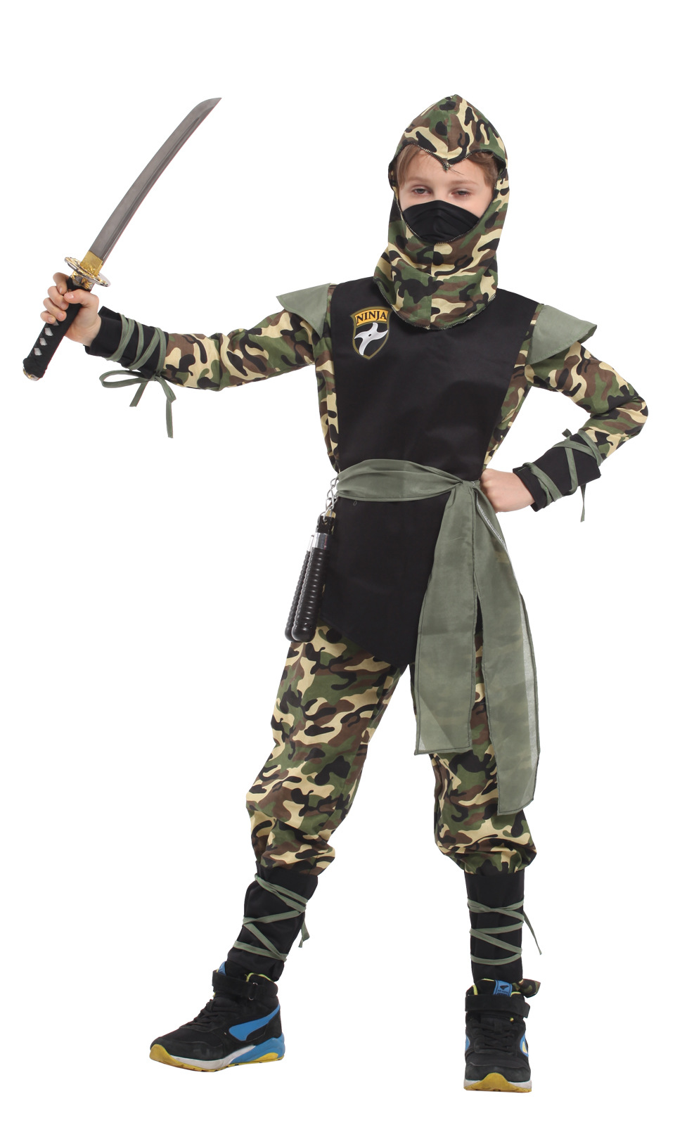 万圣节cosplay动漫服装儿童忍者演出服b-0133火影忍者迷彩忍者装