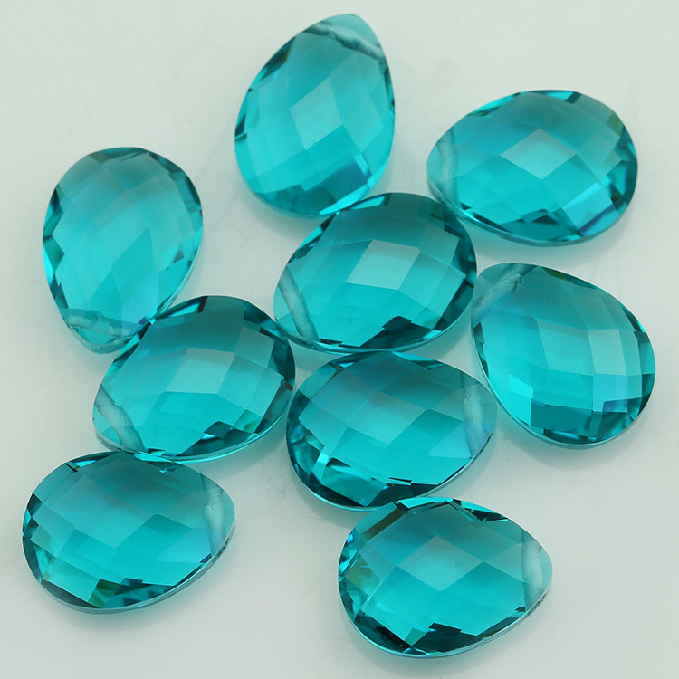 梧州人造宝石切割加工梨形双龟玻璃裸石首饰饰品镶嵌工厂直销