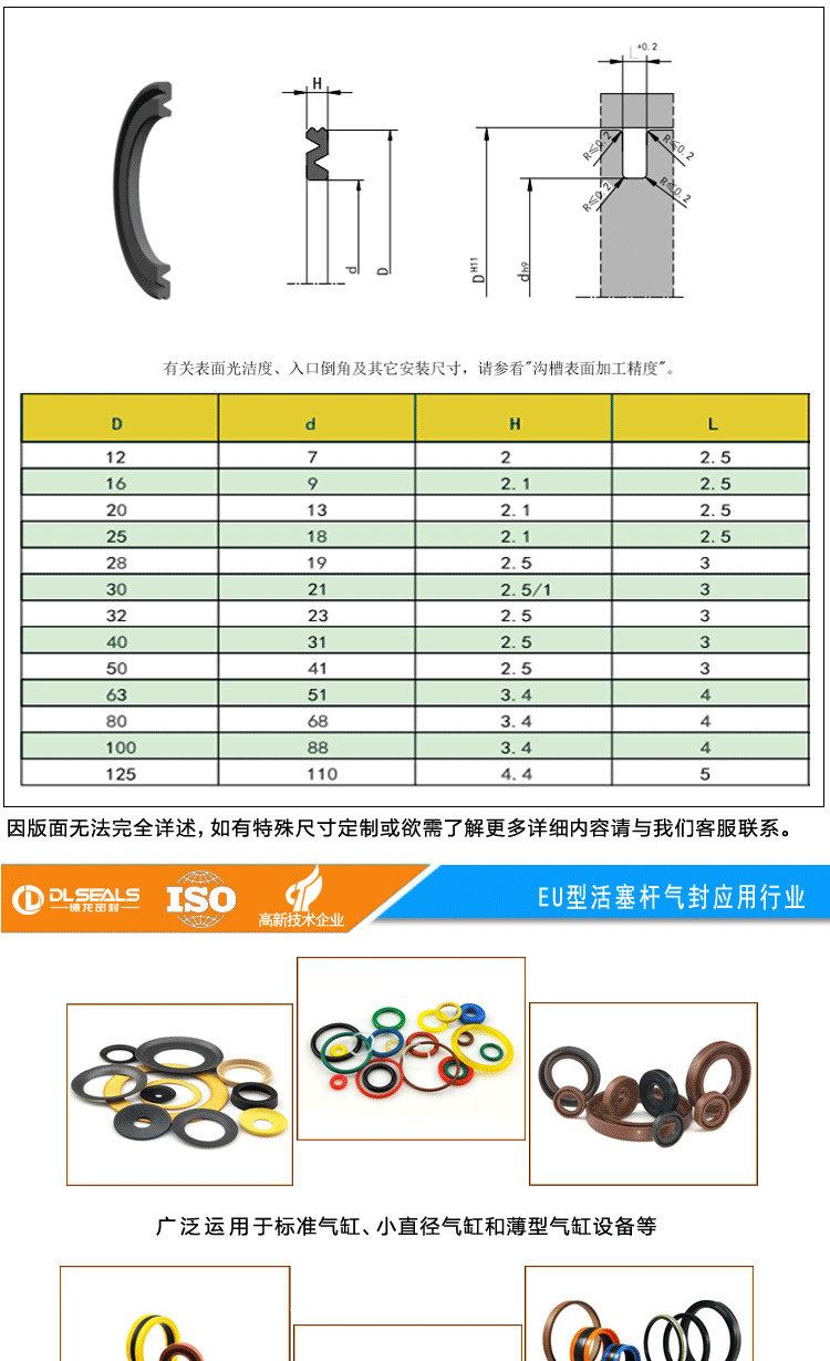 dlseals标准型气缸密封圈pz型气封 高速活塞用气缸pz气动密封件