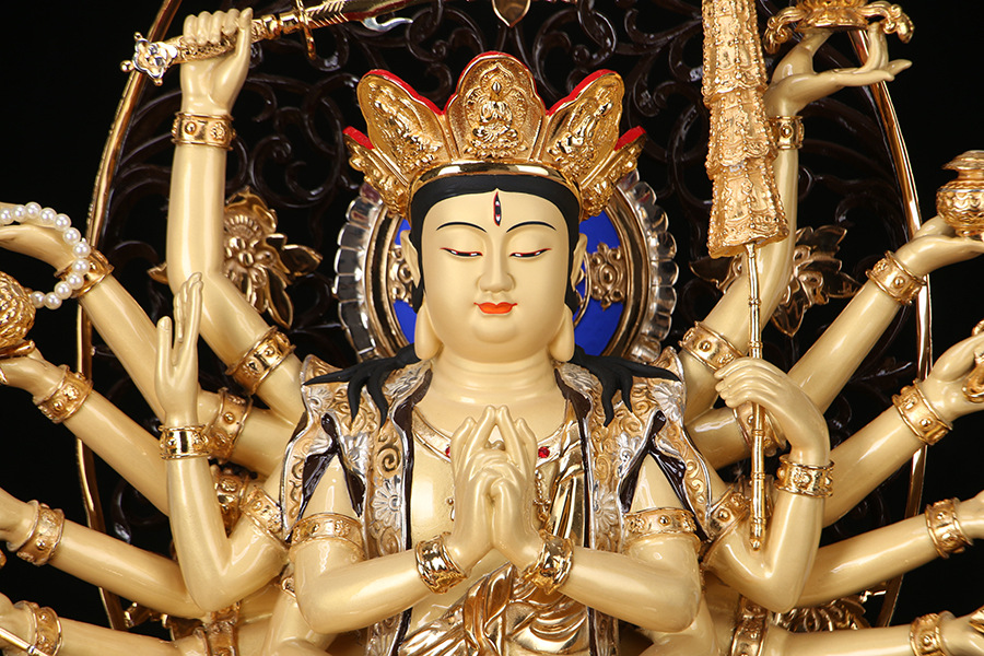 台湾盛凡工艺铜鎏金佛像批发准提佛母佛像工艺品准提菩萨摆f