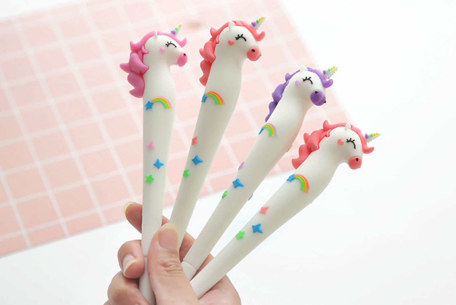 独角兽硅胶卡通文具韩版卡通硅胶中性笔 独角兽小仙女炫彩中性笔