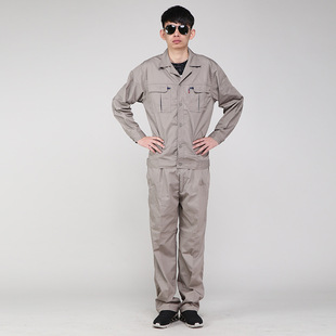 劳保工作服套装批发定做 男女工装车间厂服透气吸汗春秋灰色长袖