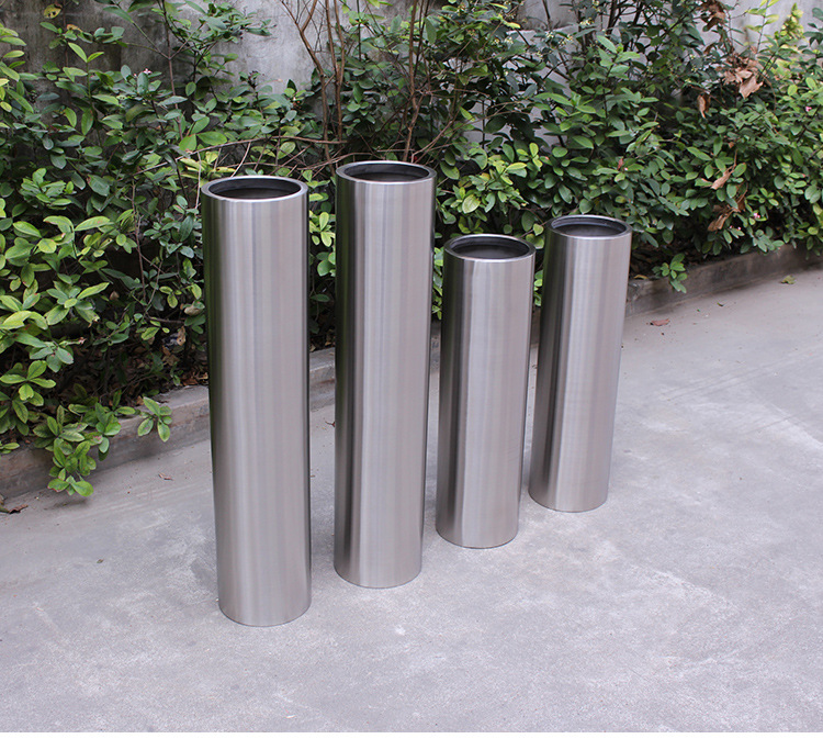 高桶不锈钢盆圆柱圆筒样板间软装女装店落地套盆花卉绿植