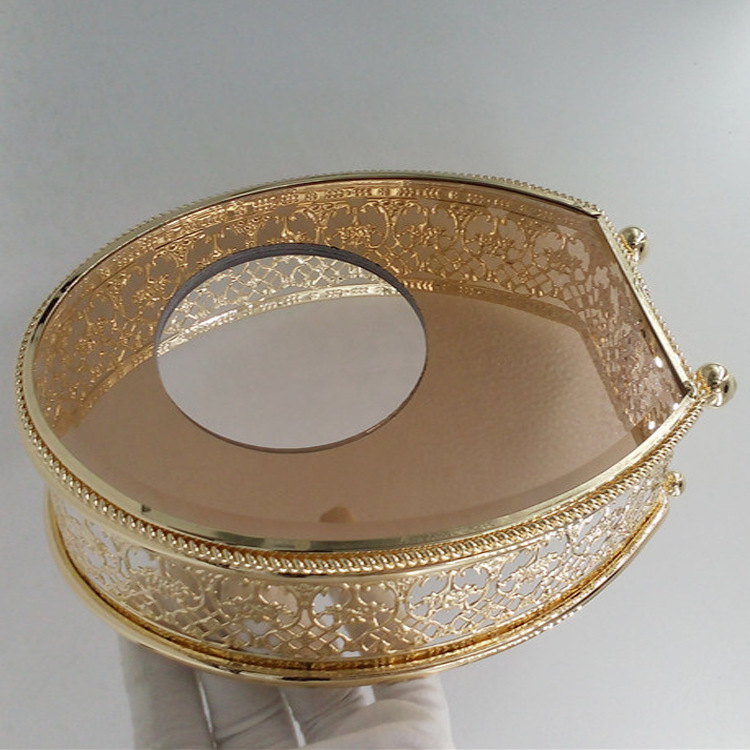 铁饰品盒电镀金加工椭圆装饰件电镀仿金五金电镀加工厂电镀18k金