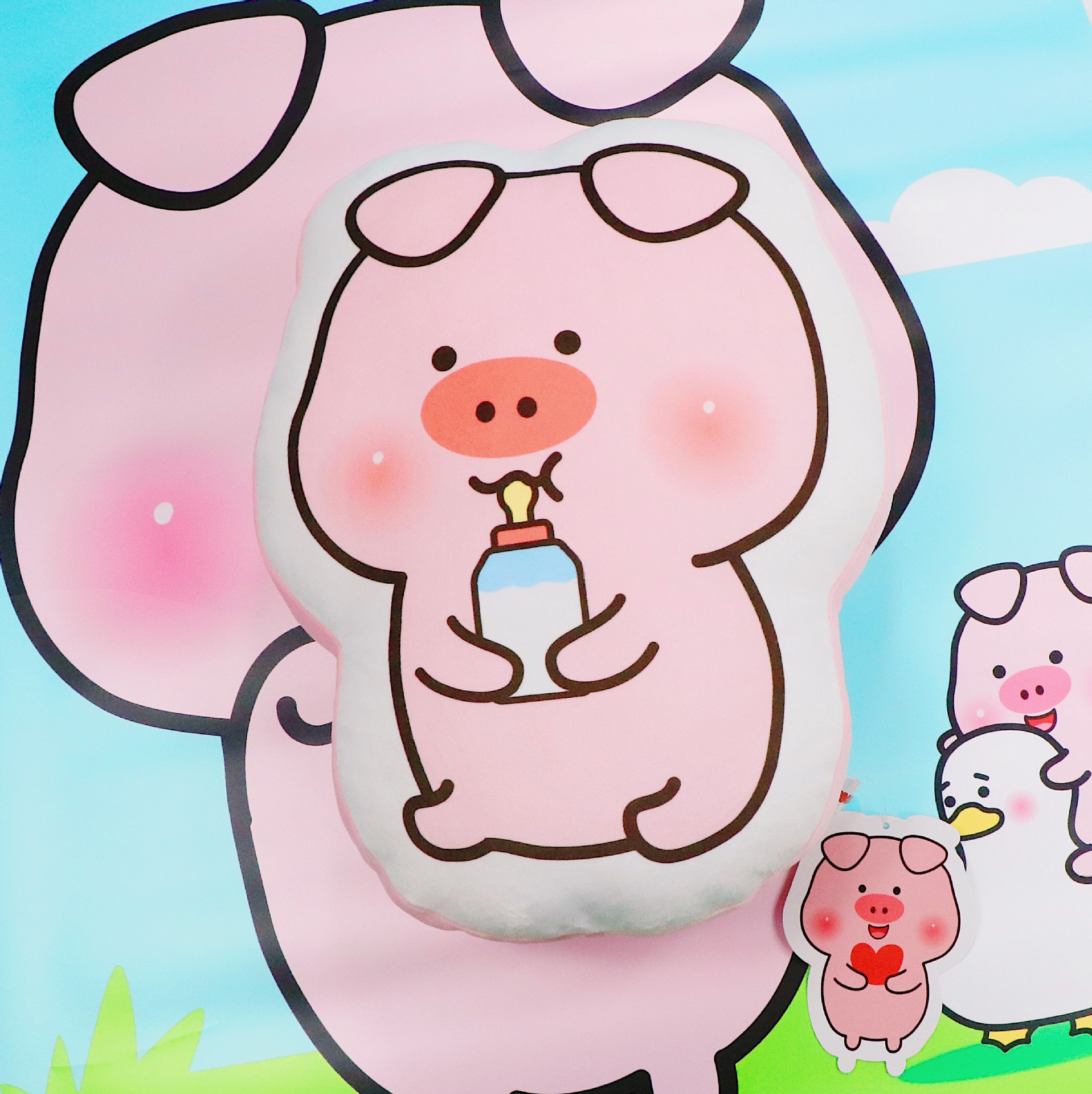 小笨猪治愈萌系公仔 20cm粉色可爱创意猪抱枕 车载抱枕品现货