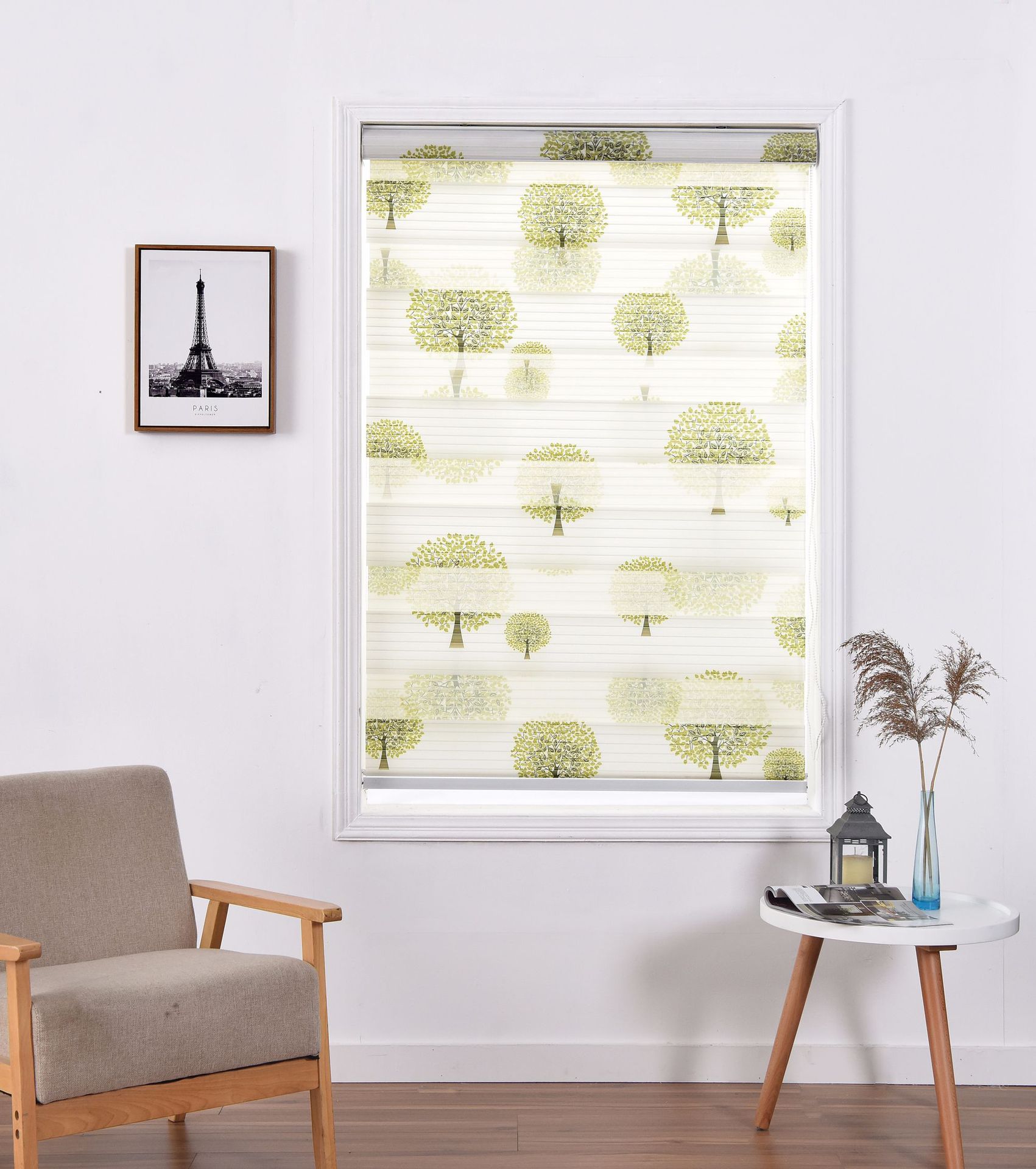 韩式卷帘北欧植物遮光百叶窗帘升降柔纱帘阳台办公室拉帘厂家直销