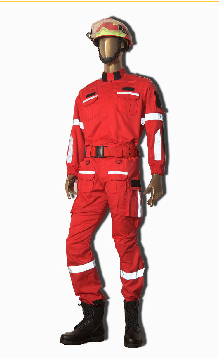 国际反光防静电消防救援服套装户外抢险应急山地救援魔术贴作训服
