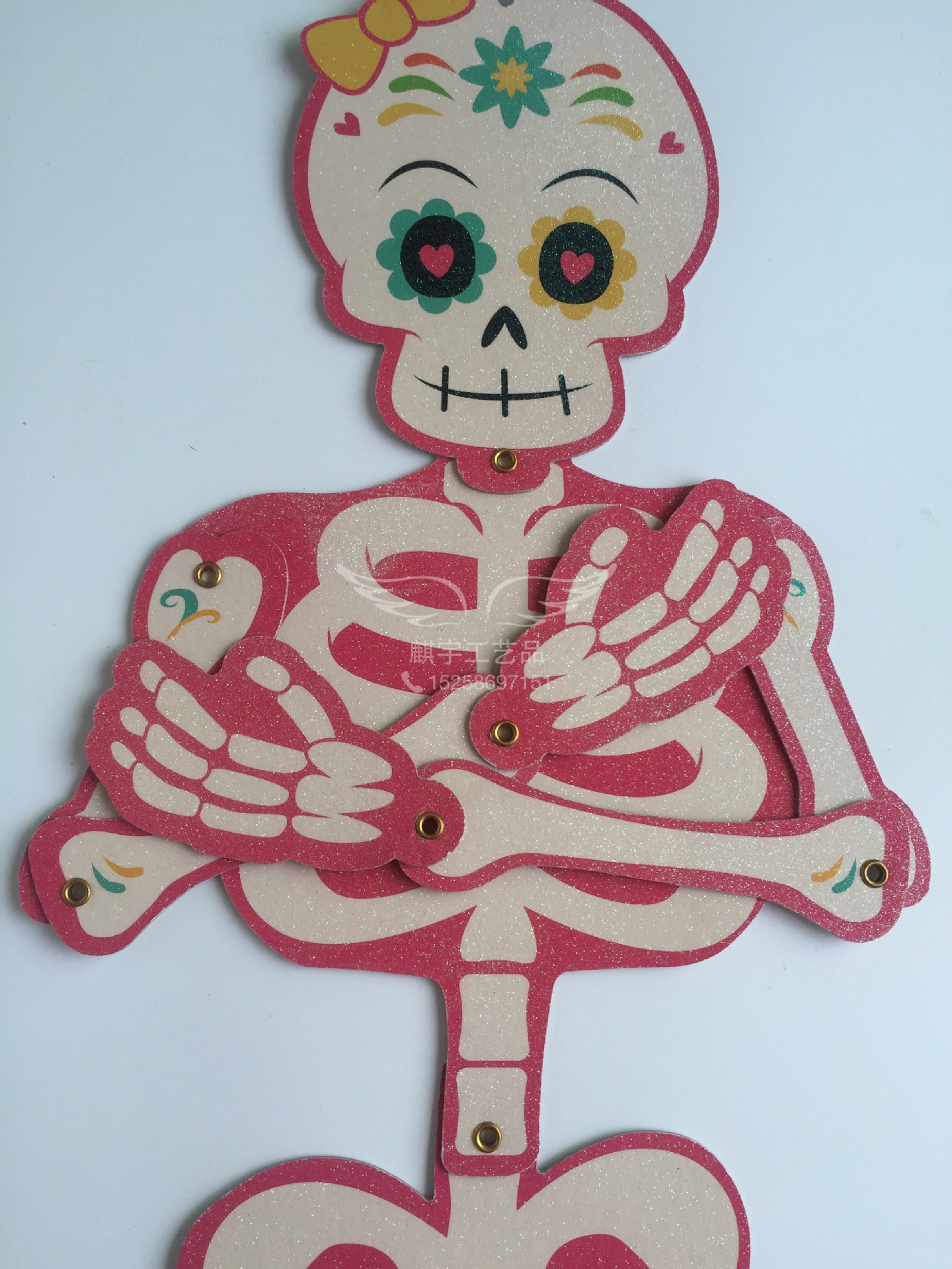 万圣节酒店装饰品 闪粉硬纸板鬼节装饰品 鬼节狂欢夜骷髅人