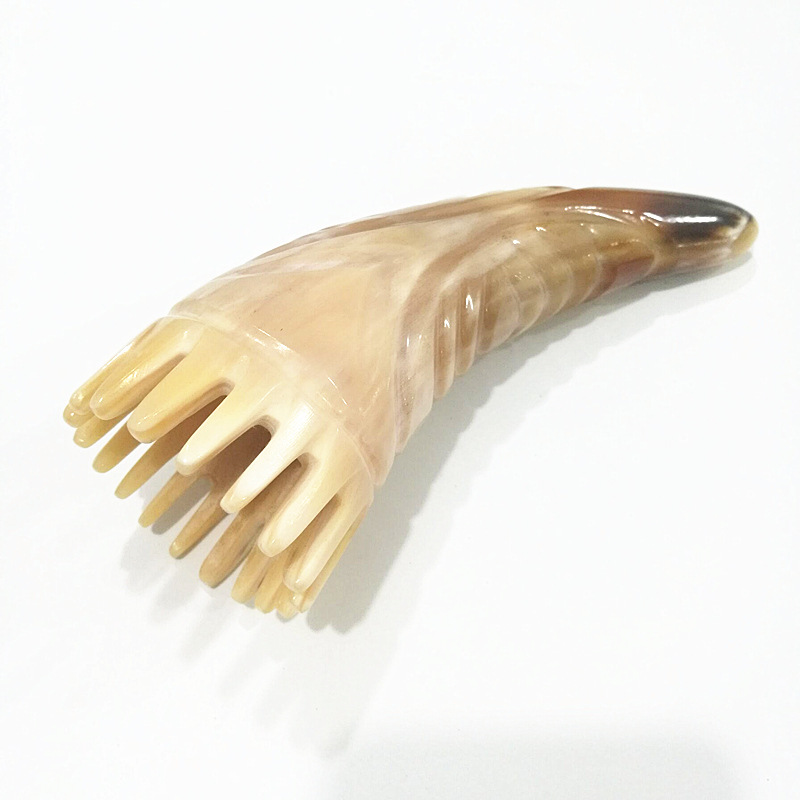 厂家批发白牦牛角按摩疏通经络角尖点穴按摩梳颈椎头部按摩洗发梳