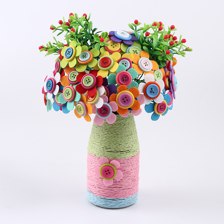 纽扣花 儿童幼儿园diy创意手工制作扣子画花束手工材料包女孩配