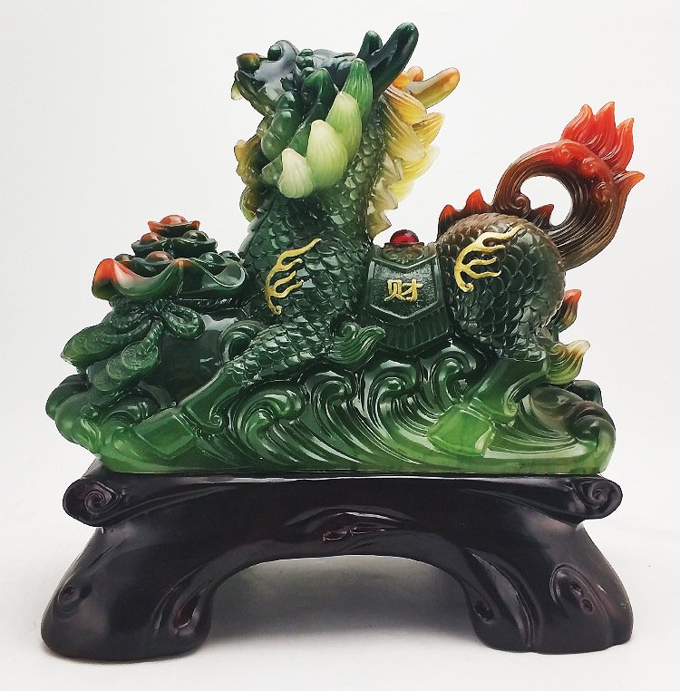 风水招财玉麒麟摆件一对镇宅送子吉祥物工艺品乔迁客厅家居装饰品