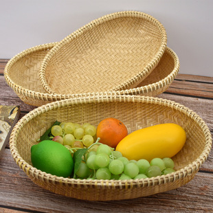 竹编筐零食筐小果篮果碟竹筐竹篮零食糖果盘水果筐竹簸箕收纳篮