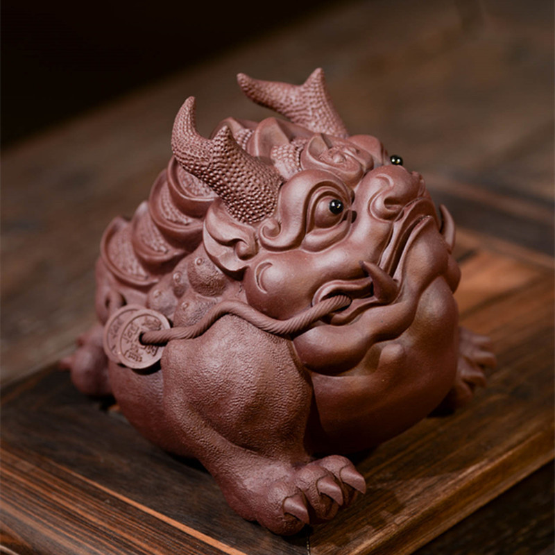 招财紫砂茶宠金蟾可养创意茶玩虫三足龙蟾蜍雕塑摆件批