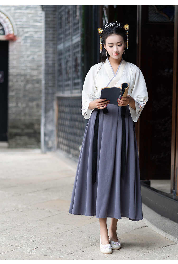 实拍新款秋装改良汉服汉元素日常交领简约套装可拆卖